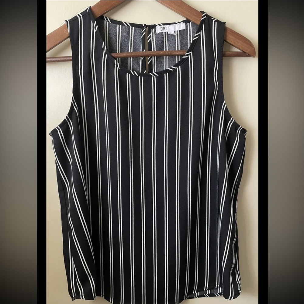 DR2 By Daniel Rainn Black Striped Tank Top Size XS